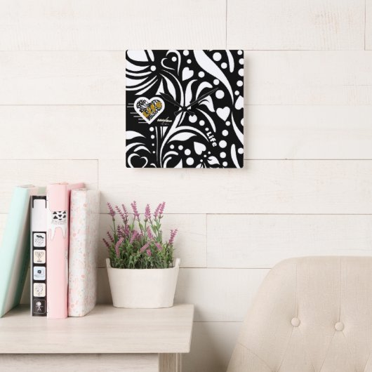 ライフ引用文ブラックウォール時計by詩人Adiela Akoo スクエア壁時計 (読書スペース)