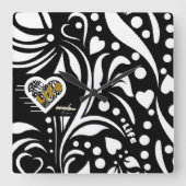 ライフ引用文ブラックウォール時計by詩人Adiela Akoo スクエア壁時計 (正面)