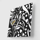 ライフ引用文ブラックウォール時計by詩人Adiela Akoo スクエア壁時計 (傾斜)