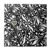 ライフ引用文ブラックセラミックタイルbyアディラ・アコー タイル (正面)