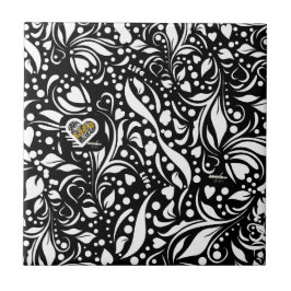 ライフ引用文ブラックセラミックタイルbyアディラ・アコー タイル