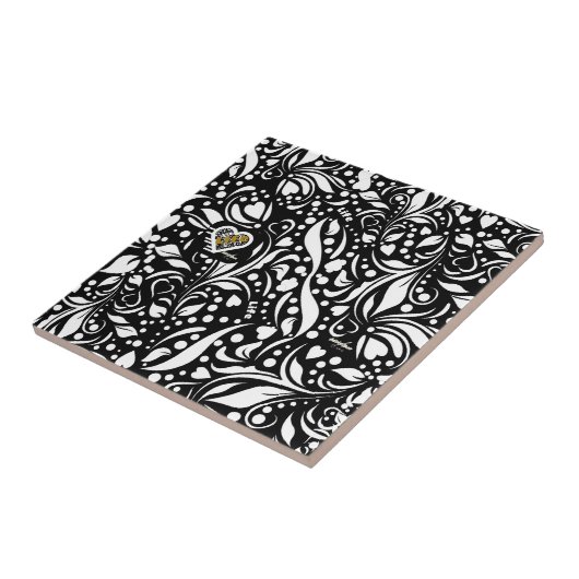 ライフ引用文ブラックセラミックタイルbyアディラ・アコー タイル (側面)