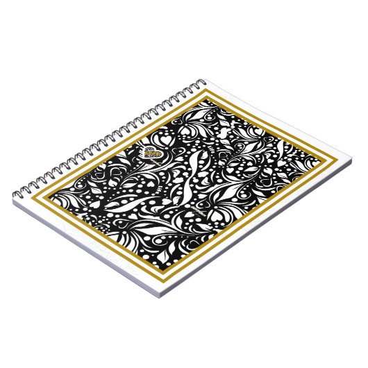 ライフ引用文ブラックペイズリースパイラルフォトノートブック ノートブック (左側)