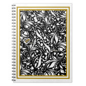 ライフ引用文ブラックペイズリースパイラルフォトノートブック ノートブック (正面)