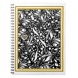 ライフ引用文ブラックペイズリースパイラルフォトノートブック ノートブック