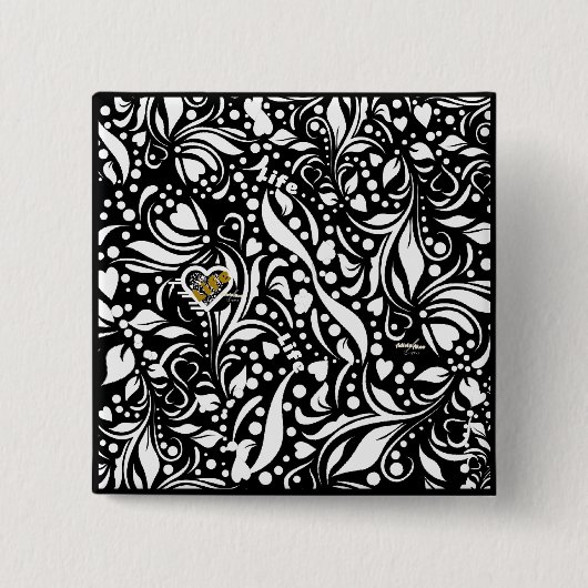 ライフ引用文ブラックボタンバイアディエラアコー 缶バッジ (正面)