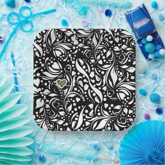 ライフ引用文ブラック紙プレートズバイアディラアコー ペーパープレート (パーティー)