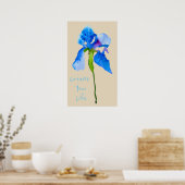 ライフ引用文ブルーアイリスモダンフローラ ポスター (キッチン)