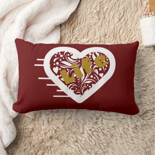 ライフ引用文マルーン装飾用クッションバイポエトアディラアコー ランバークッション (ブランケット)