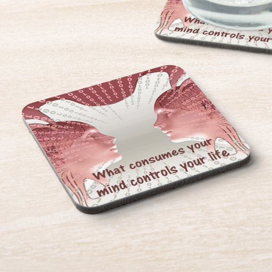 ライフ引用文前向きの考えることわざ コースター (左側)