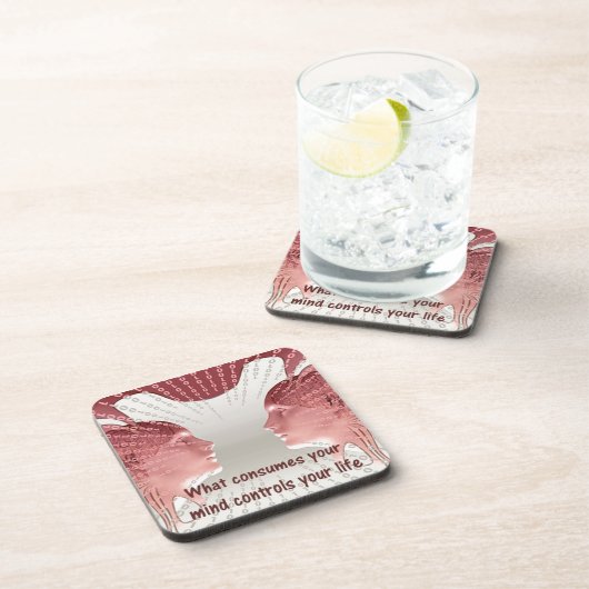 ライフ引用文前向きの考えることわざ コースター (右側)