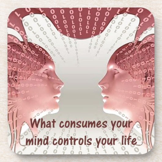 ライフ引用文前向きの考えることわざ コースター (正面)