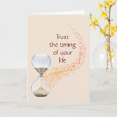 ライフ引用文砂時計を信頼 カード (黄色い花)