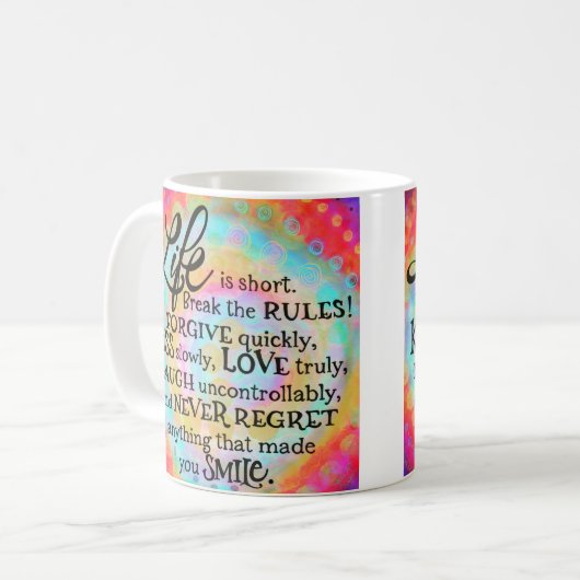 ライフ感動的は短い引用文 コーヒーマグカップ (正面左)