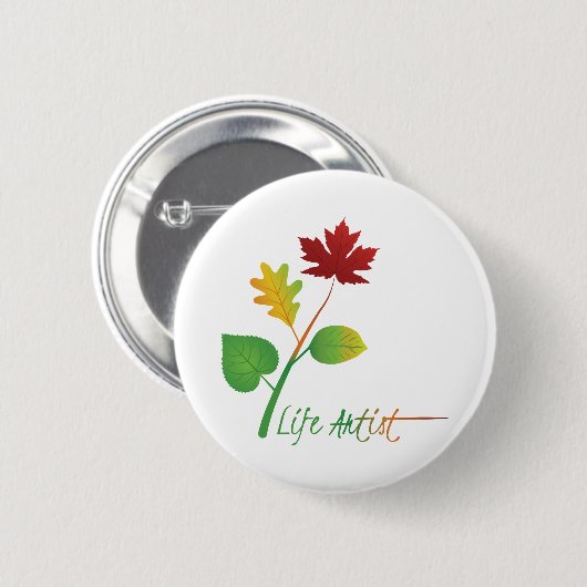 ライフ感動的アーティスト引用文、葉付き 缶バッジ (正面&裏面)