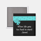 ライフ感動的引用文とブルーボウ マグネット (正面/裏面)