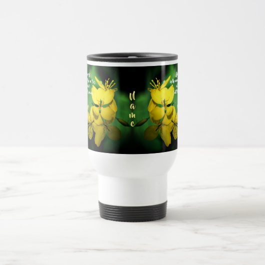 ライフ感動的引用文の花パーソナライズされた トラベルマグ (中央)