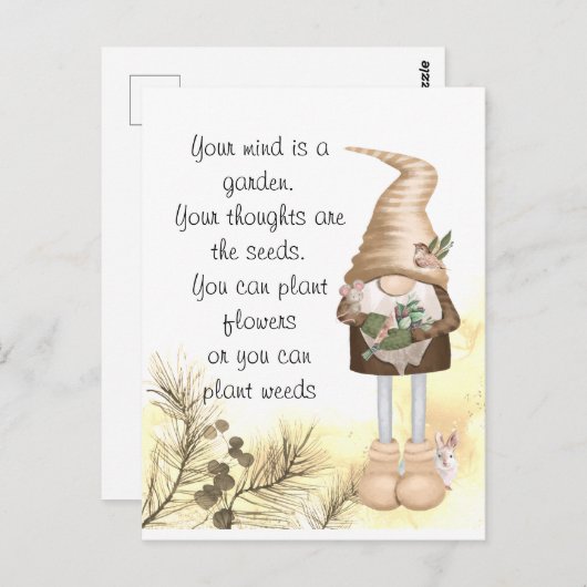 ライフ感動的引用文キュートガーデン格言H ポストカード (正面/裏面)