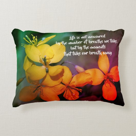 ライフ感動的引用文フラワー抽象芸術 アクセントクッション (正面)
