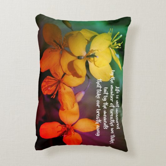 ライフ感動的引用文フラワー抽象芸術 アクセントクッション (裏面(縦))