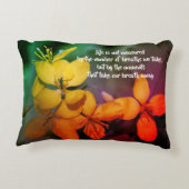 ライフ感動的引用文フラワー抽象芸術 アクセントクッション (裏面)