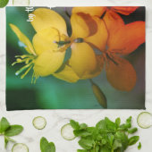 ライフ感動的引用文フラワー抽象芸術  キッチンタオル (折り畳み)