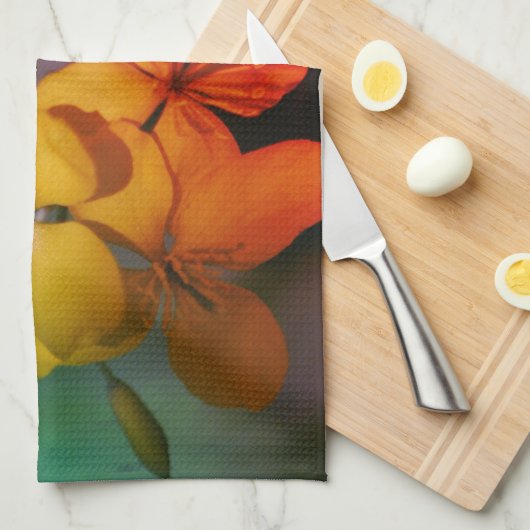 ライフ感動的引用文フラワー抽象芸術  キッチンタオル (四つ折り)