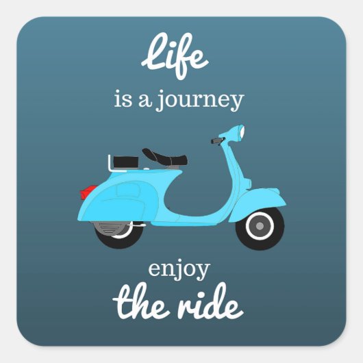 ライフ感動的引用文ブグラデーションルー スクエアシール (正面)