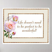 ライフ感動的引用文ブラウンピンク ポスター (正面)