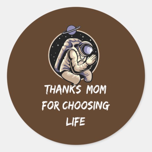 ライフ感謝していプロライフレトロを選択する母 ラウンドシール (正面)