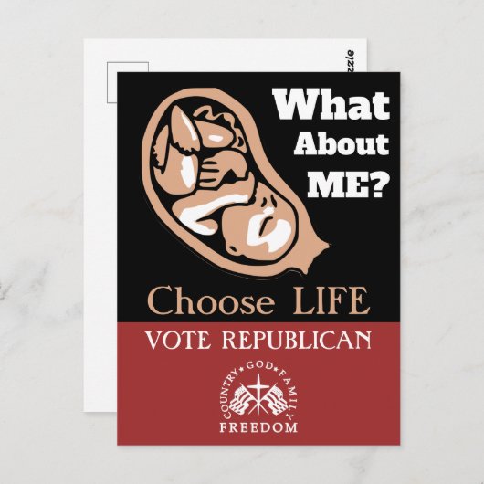 ライフ投票の選択共和党プロライフ ポストカード (正面/裏面)