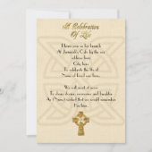 ライフ招待状ケルト結び目模様とクロスのお祝い 招待状 (正面)