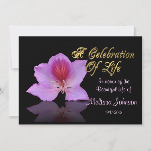 ライフ招待状ラベンダーオーキッドお祝い 招待状 (正面)