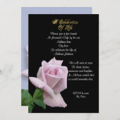 ライフ招待状ラベンダーバラお祝い 招待状 (正面/裏面)