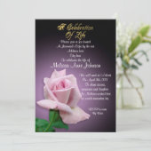 ライフ招待状ラベンダーバラお祝い 招待状 (スタンド正面)