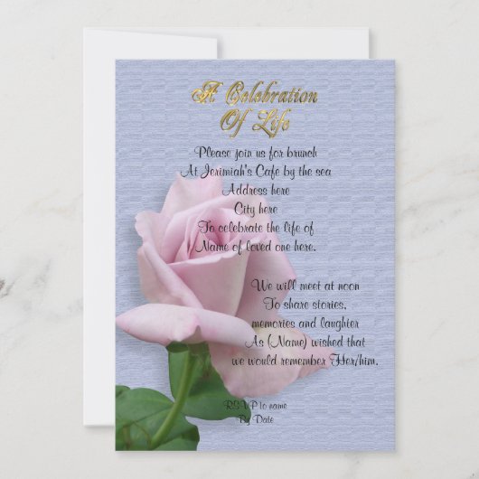 ライフ招待状ラベンダーバラお祝い 招待状 (正面)