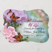 ライフ招待状蝶ランのお祝い 招待状 (正面/裏面)