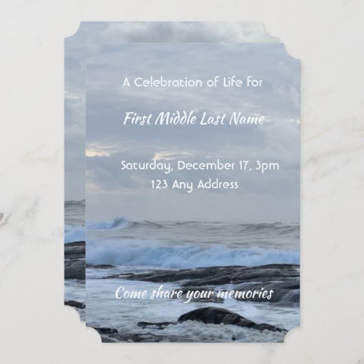 ライフ招待状雨雲海波のお祝い 招待状 (正面/裏面)