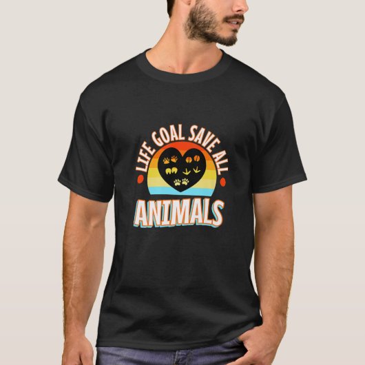ライフ救ゴールすべての動物 Tシャツ (正面)