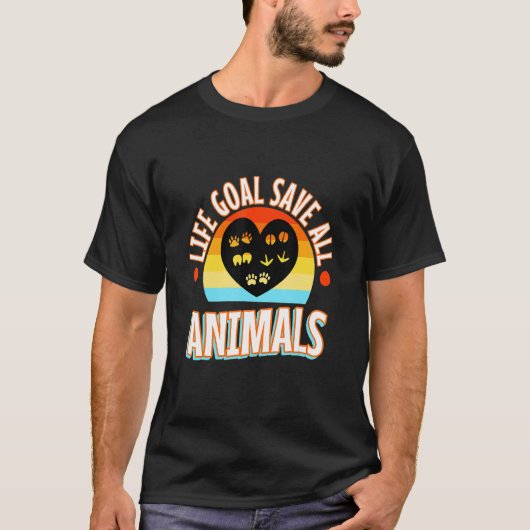 ライフ救ゴールすべての動物 Tシャツ (正面)