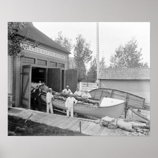 ライフ救ズ・ステーション、1890。ヴィンテージ写真 ポスター (正面)