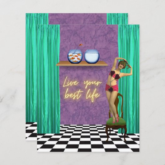 ライフ最高のファンキーヴィンテージキッチスクラップブック紙 (正面/裏面)