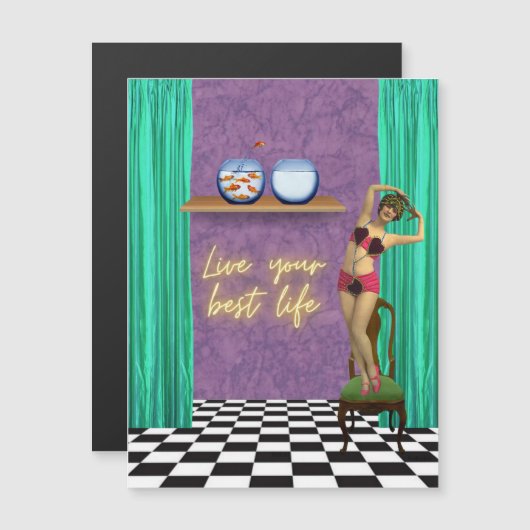 ライフ最高のファンキーヴィンテージキッチュ磁気カード (正面/裏面)