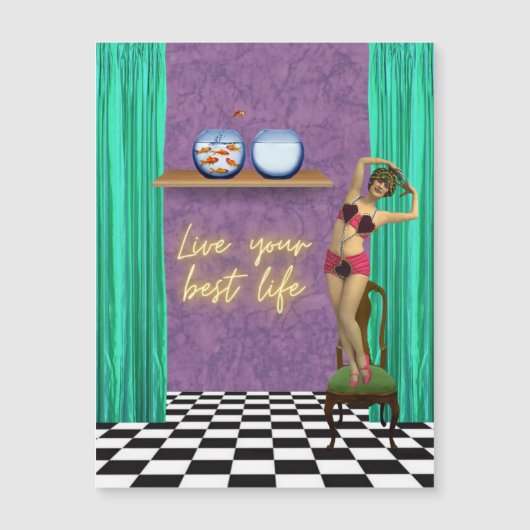 ライフ最高のファンキーヴィンテージキッチュ磁気カード (正面)