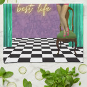 ライフ最高のファンキーヴィンテージキッチュ キッチンタオル (折り畳み)