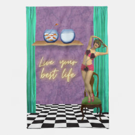 ライフ最高のファンキーヴィンテージキッチュ キッチンタオル