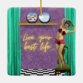 ライフ最高のファンキーヴィンテージキッチュ セラミックオーナメント (裏面)