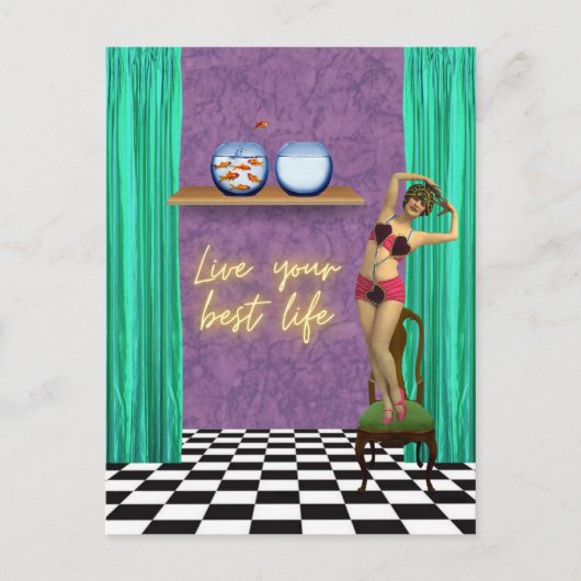 ライフ最高のファンキーヴィンテージキッチュ ポストカード (正面)