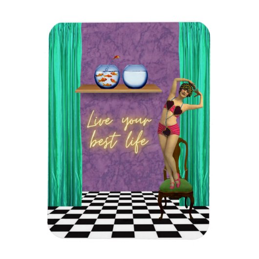 ライフ最高のファンキーヴィンテージキッチュ マグネット (縦)