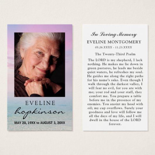 ライフ海フォト祈りの言葉カードのお祝い (正面&裏面)